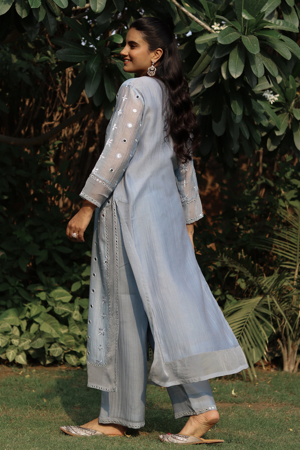Blue Embroidered Kurta Pants Set