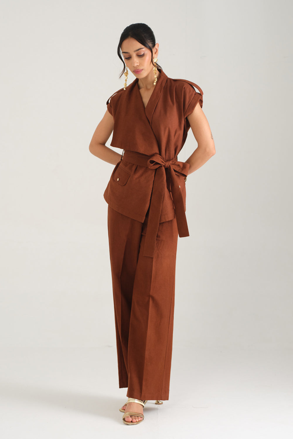 Remi Draped Co-ord Set (Mocha)
