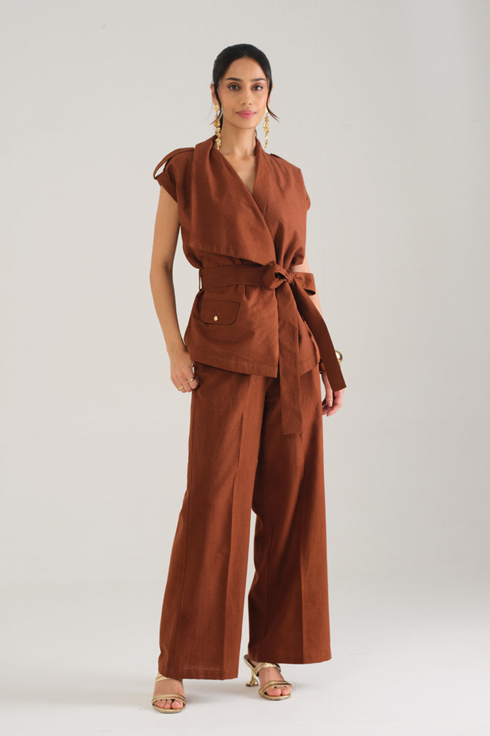 Remi Draped Co-ord Set (Mocha)