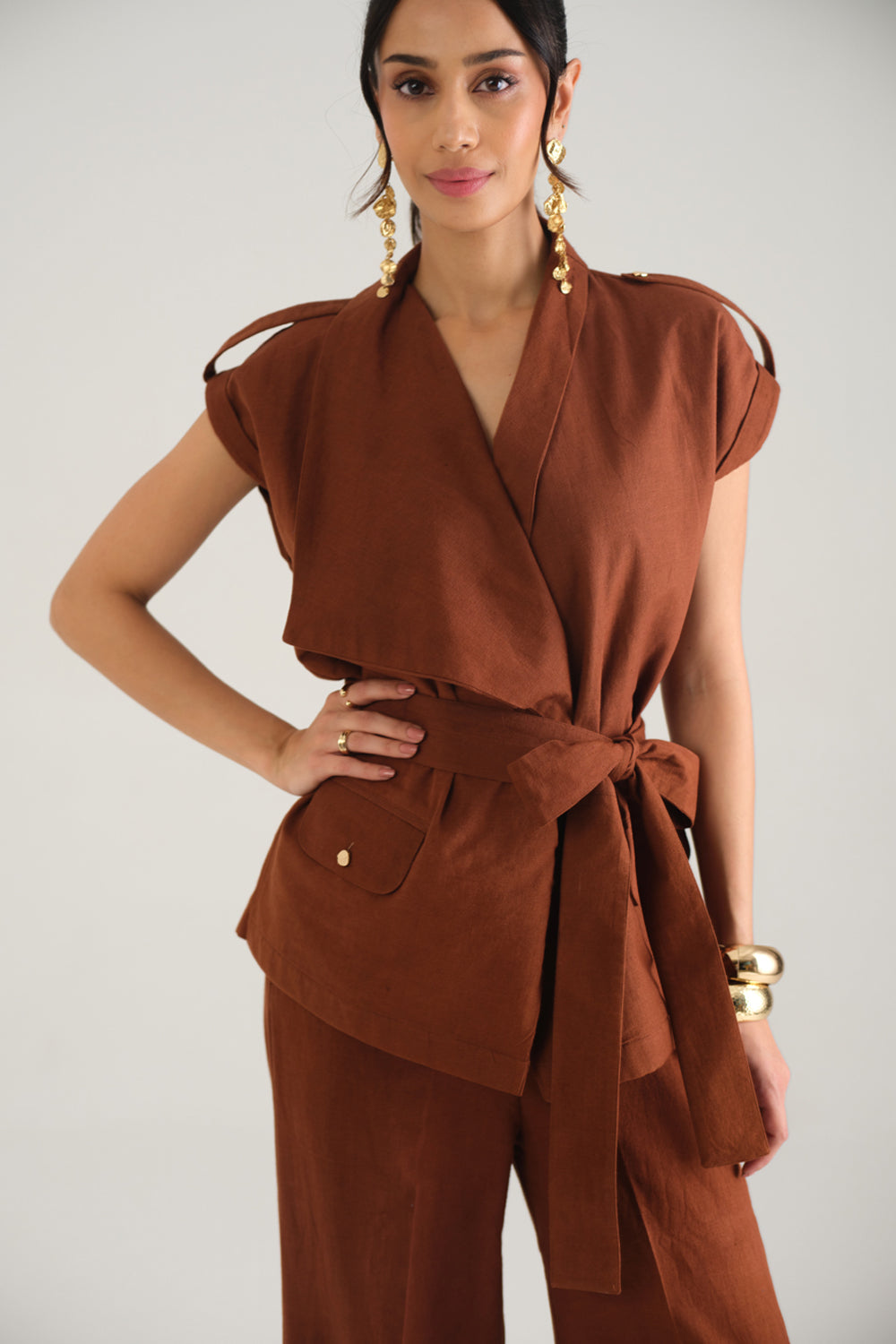 Remi Draped Co-ord Set (Mocha)