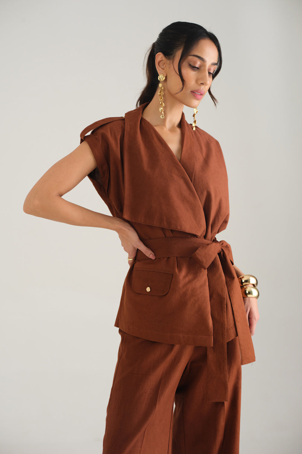 Remi Draped Co-ord Set (Mocha)