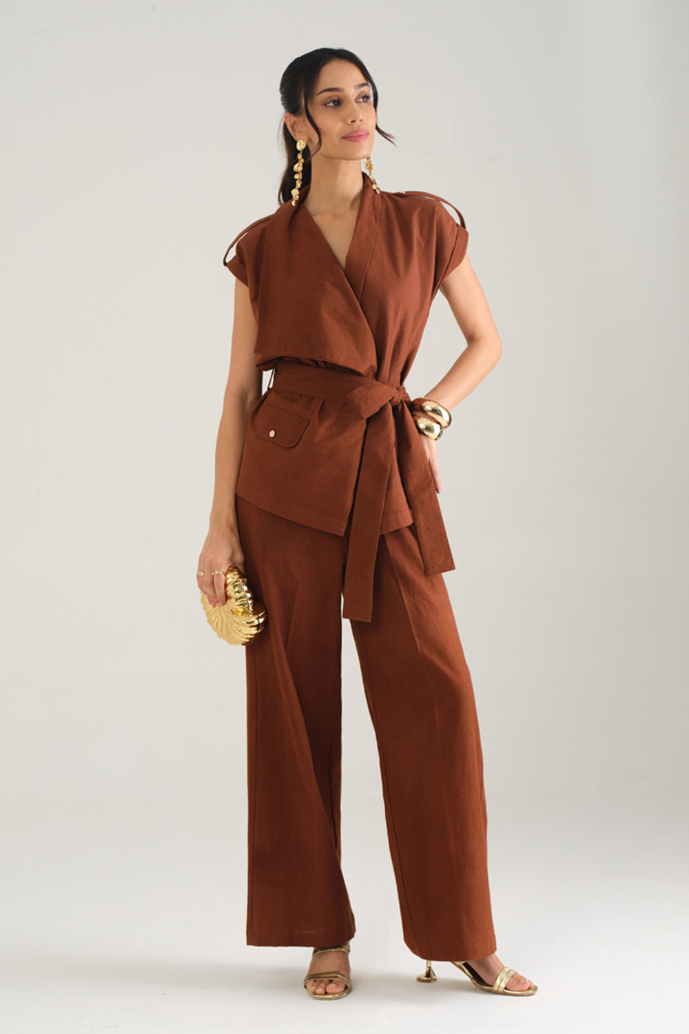Remi Draped Co-ord Set (Mocha)