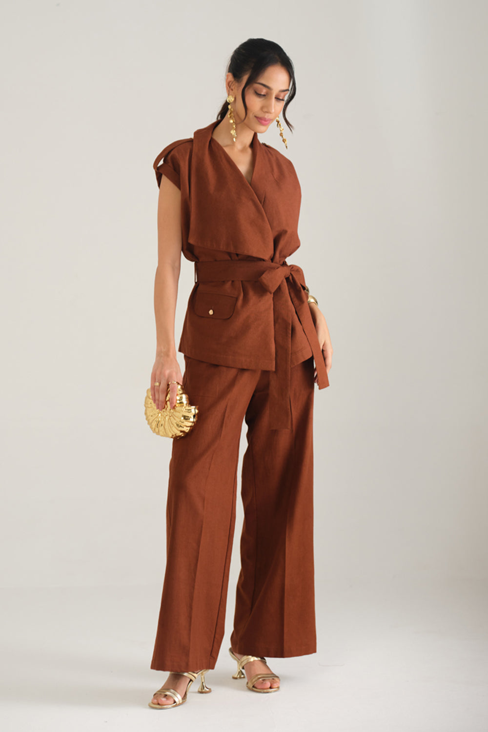 Remi Draped Co-ord Set (Mocha)