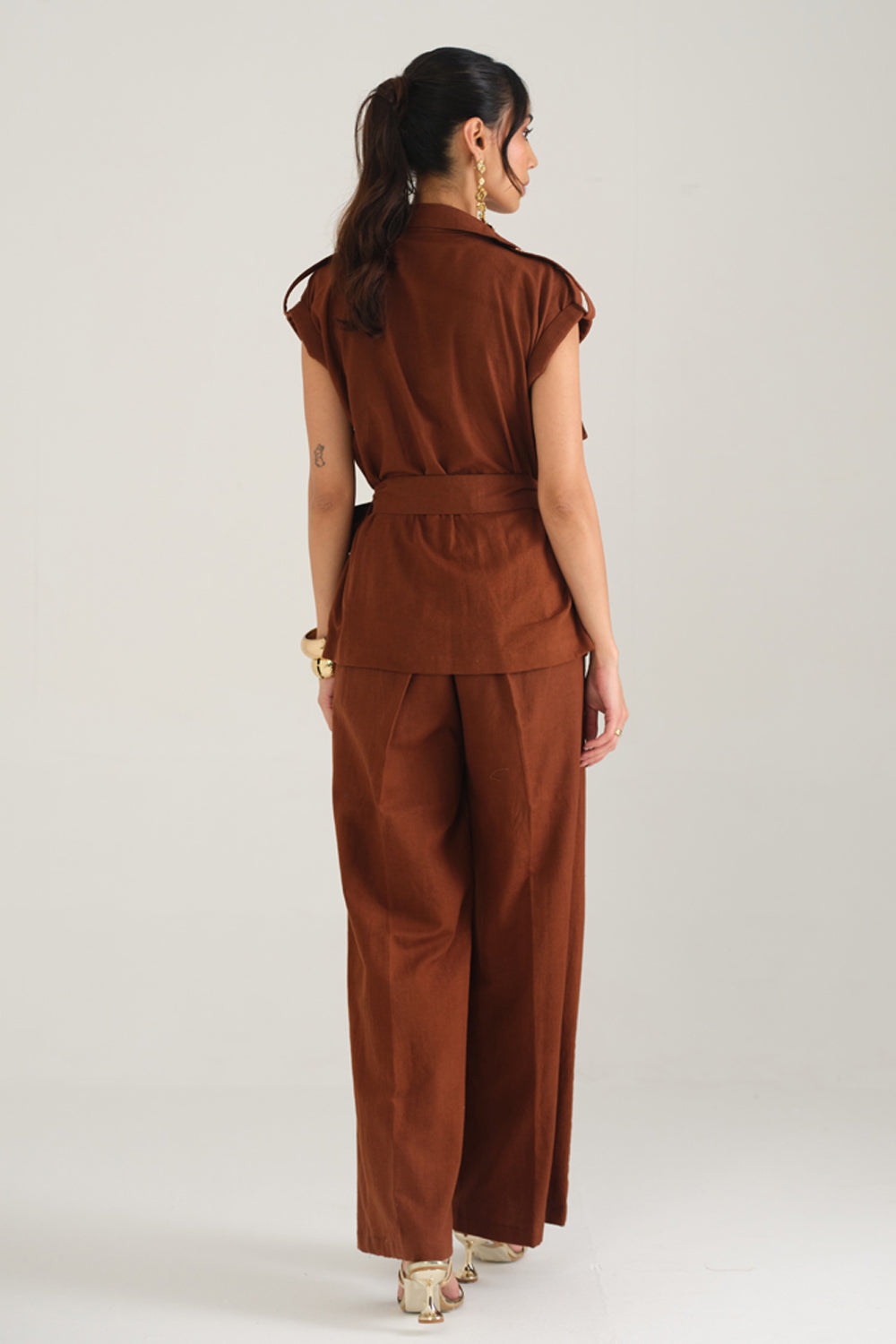 Remi Draped Co-ord Set (Mocha)