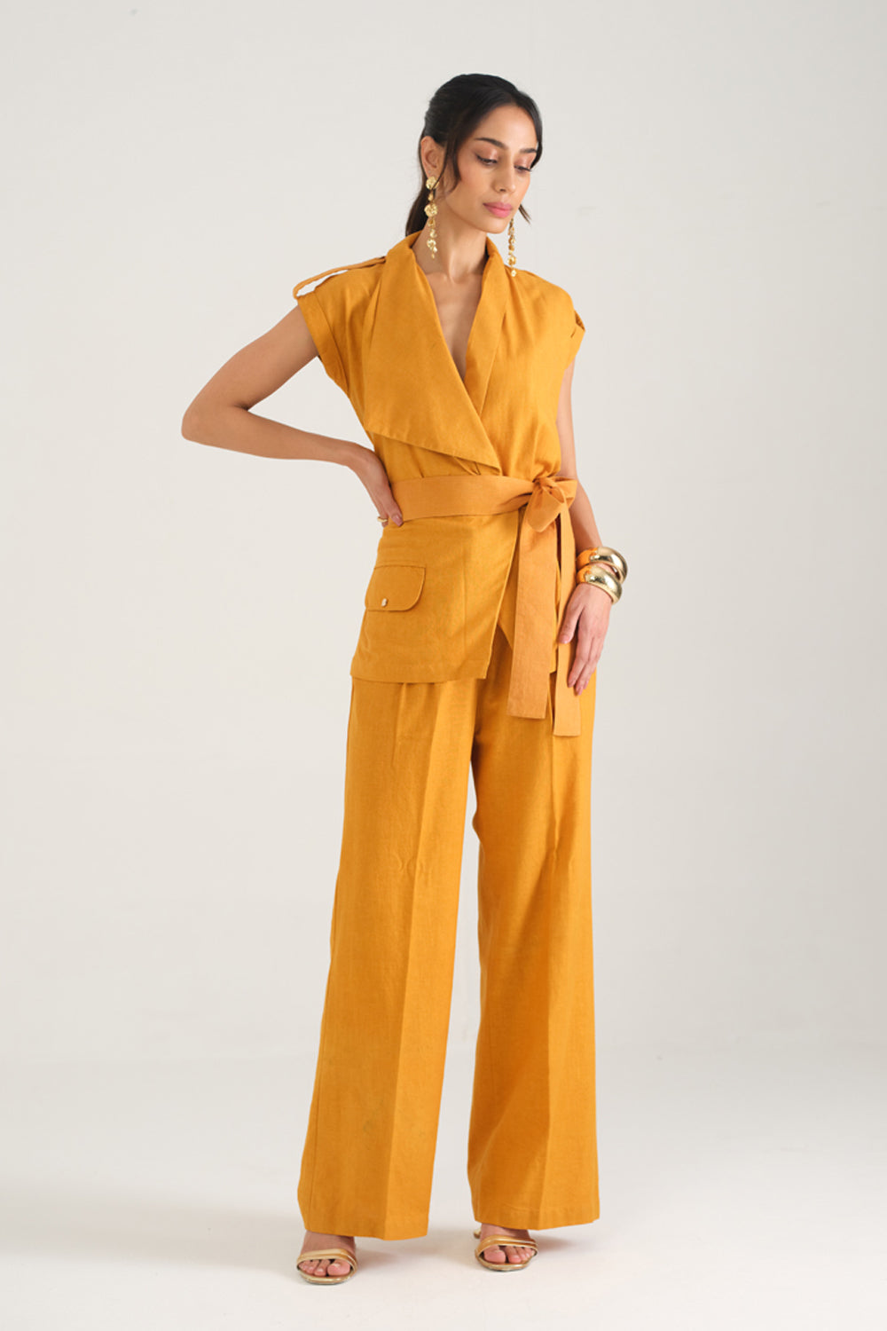 Remi Draped Co-ord Set (Mustard)