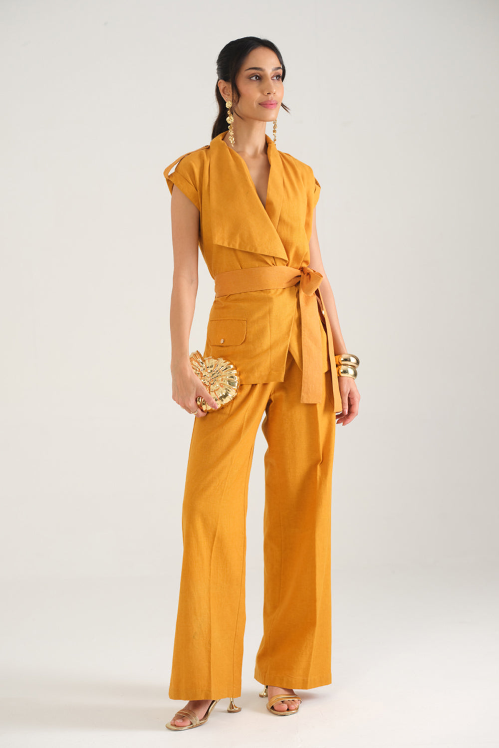Remi Draped Co-ord Set (Mustard)