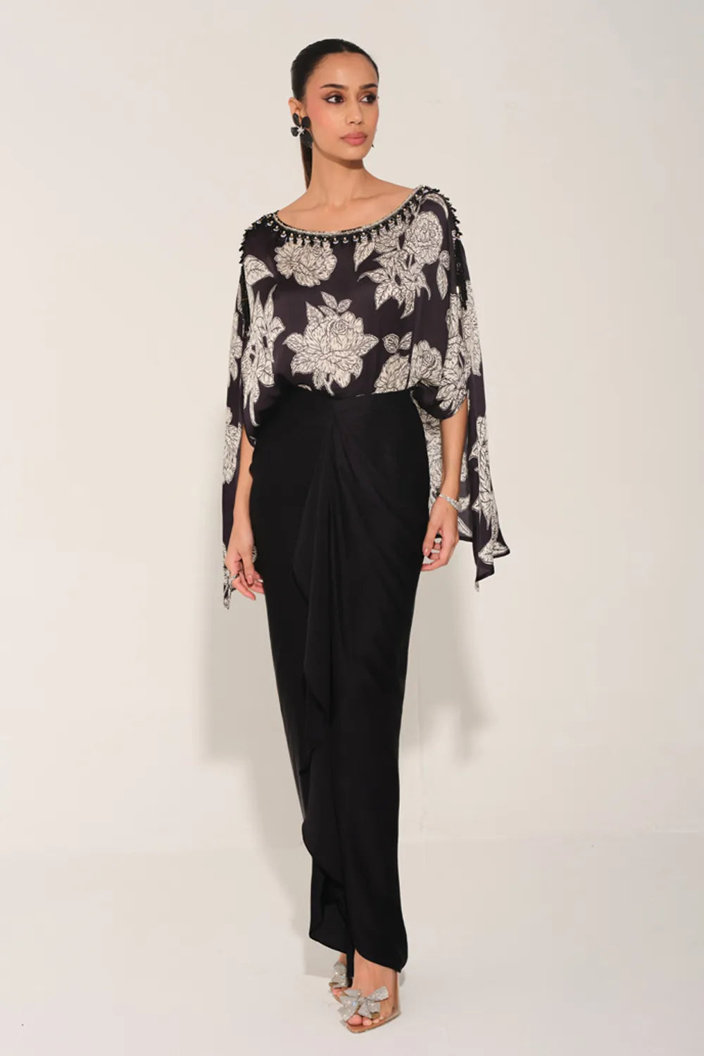 Tarini Manchanda In Our Rosetta Hand-Embroidered Cape Top & Skirt Set