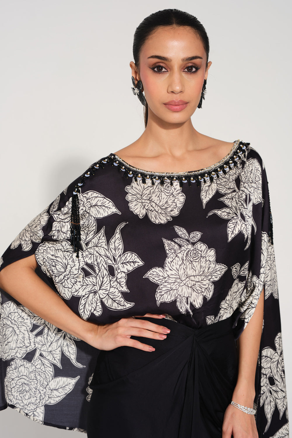Tarini Manchanda In Our Rosetta Hand-Embroidered Cape Top & Skirt Set