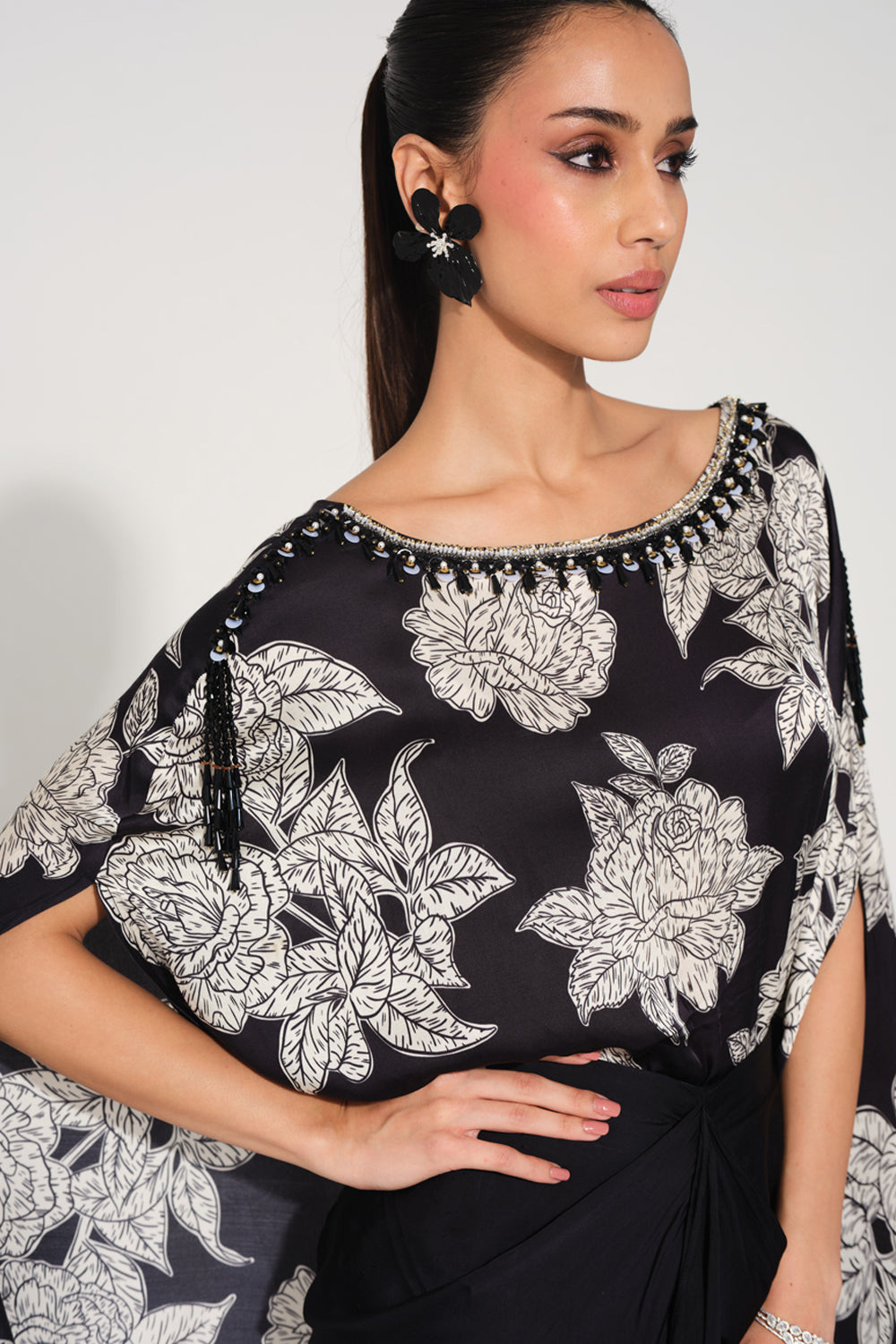 Tarini Manchanda In Our Rosetta Hand-Embroidered Cape Top & Skirt Set