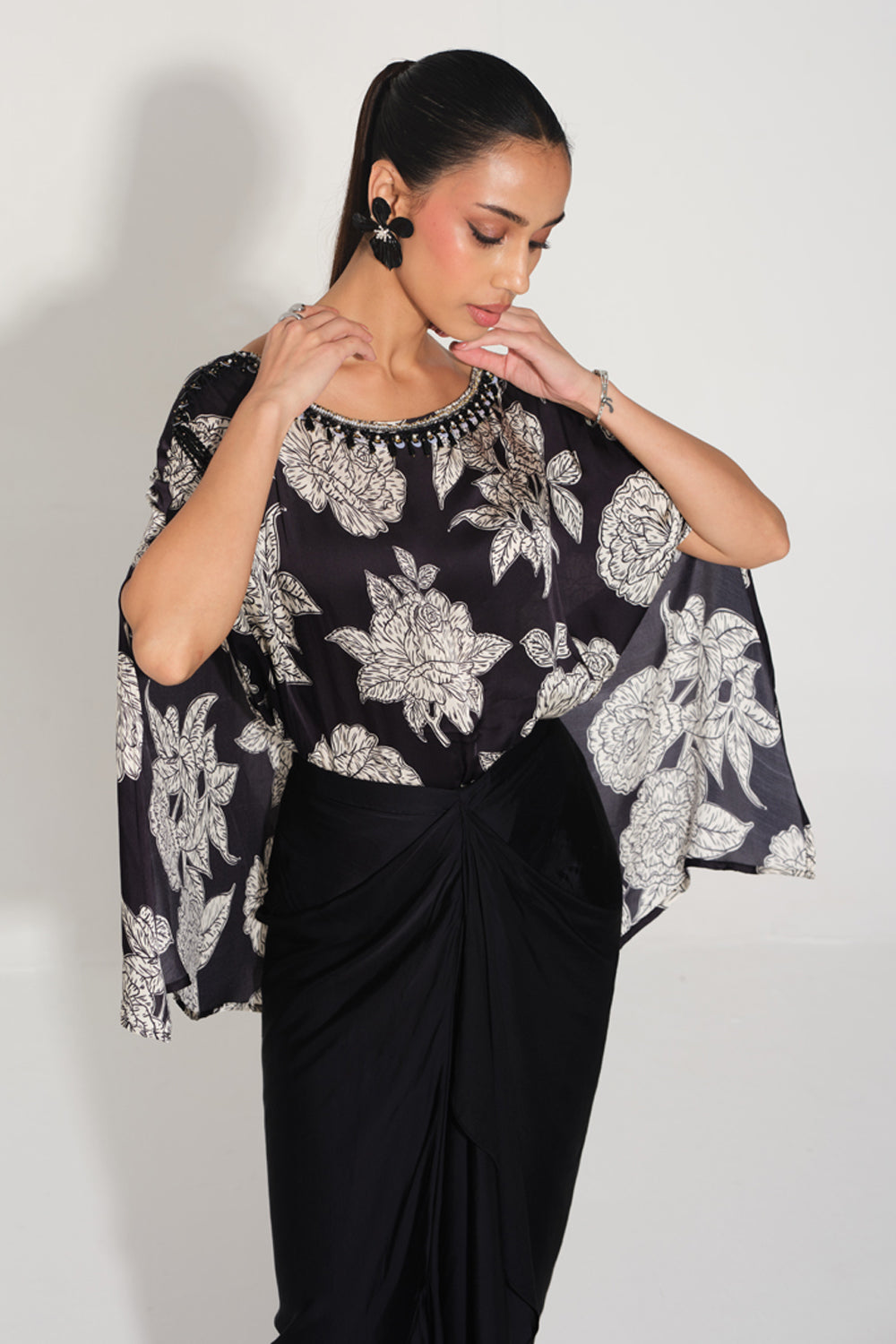 Tarini Manchanda In Our Rosetta Hand-Embroidered Cape Top & Skirt Set