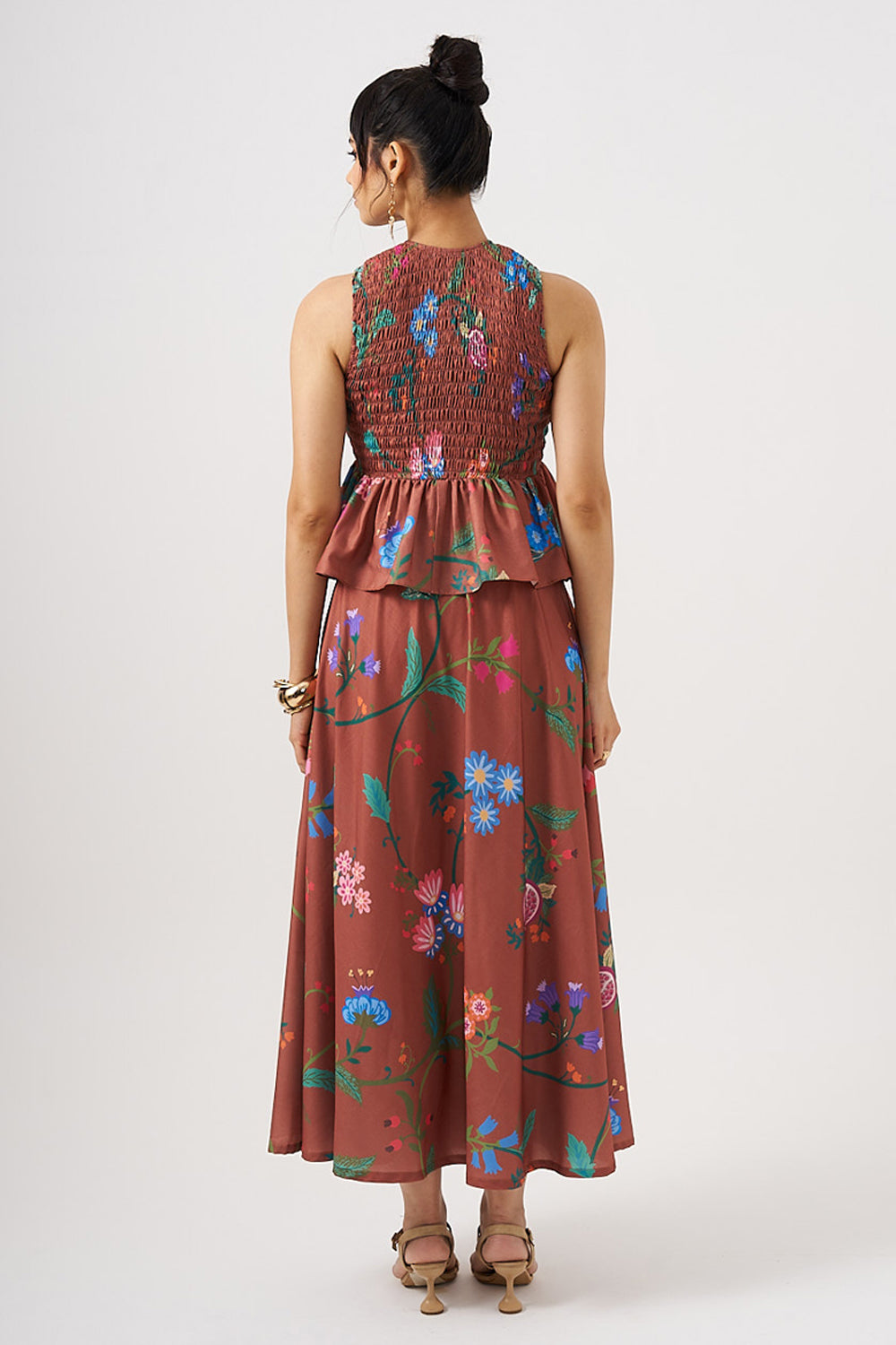 Amber Bloom Tie-up Top & Skirt Set