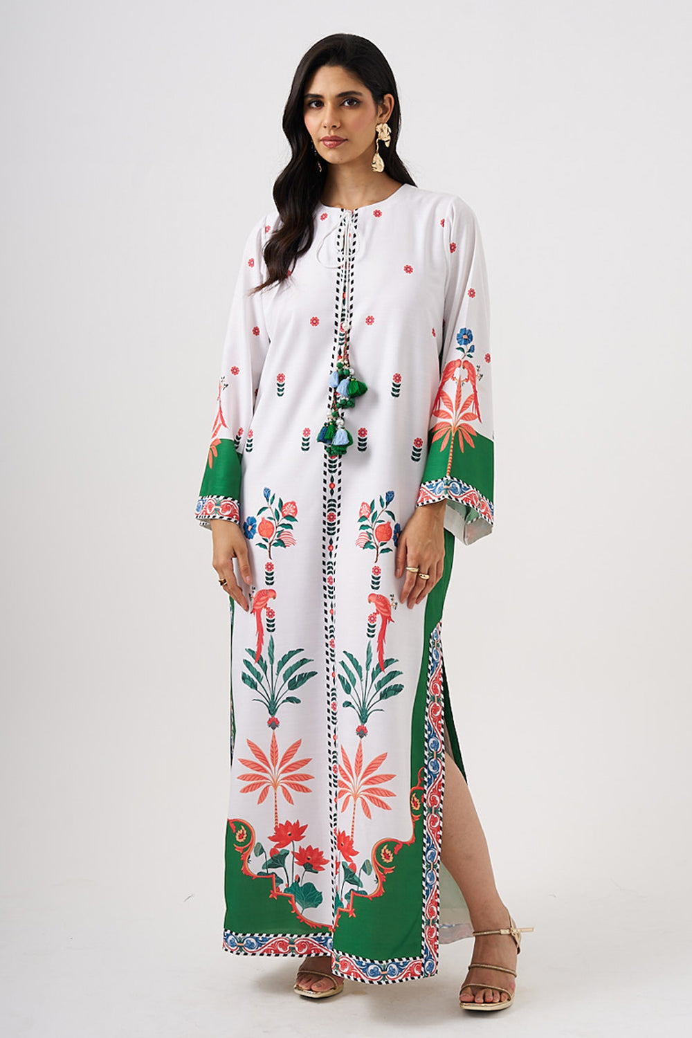 Palma Kaftan (White-Green)