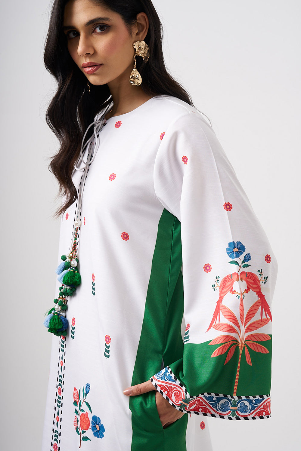Palma Kaftan (White-Green)