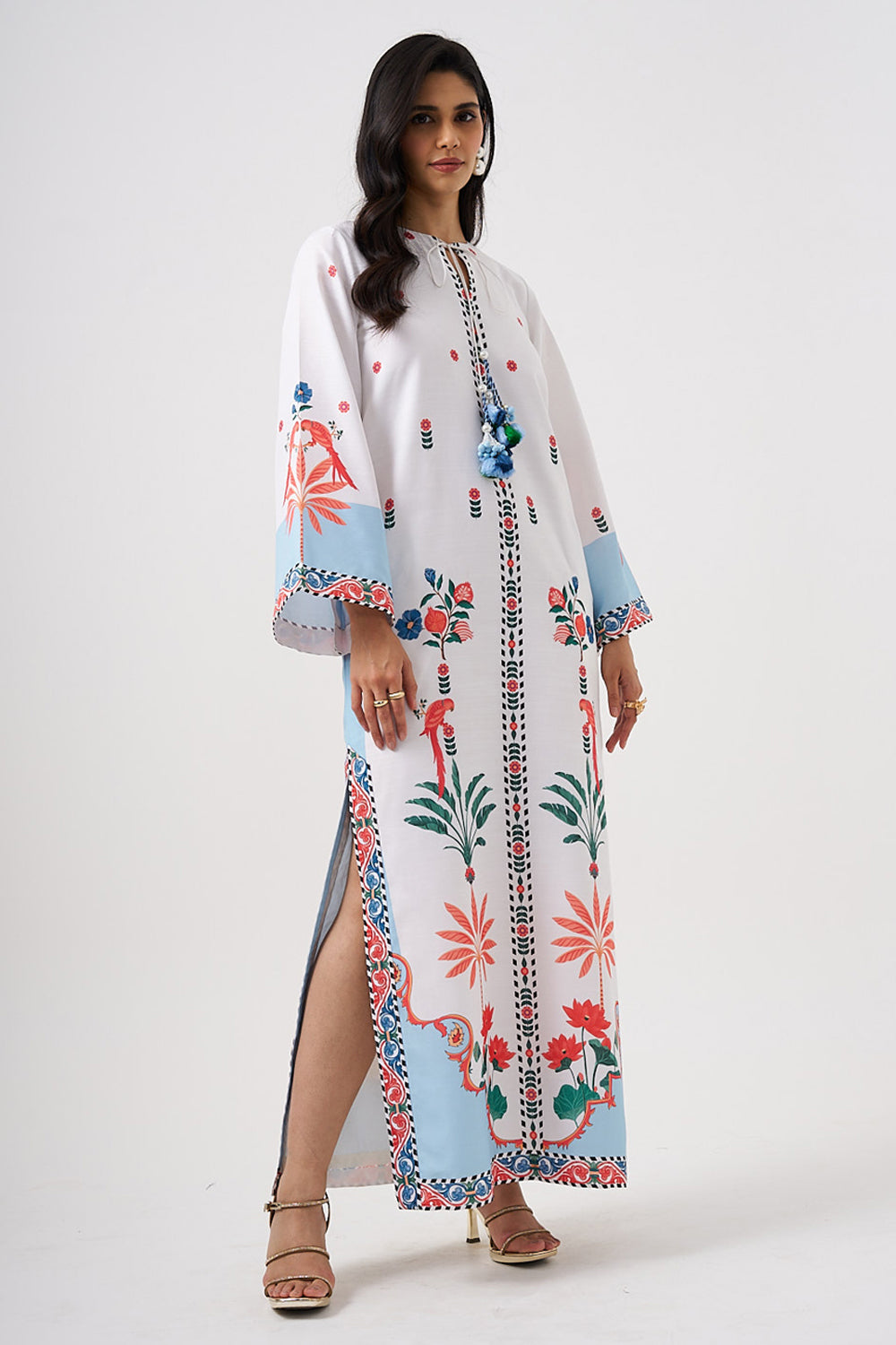 Palma Kaftan (White-Blue)