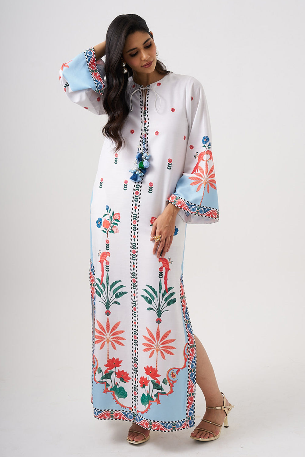Palma Kaftan (White-Blue)