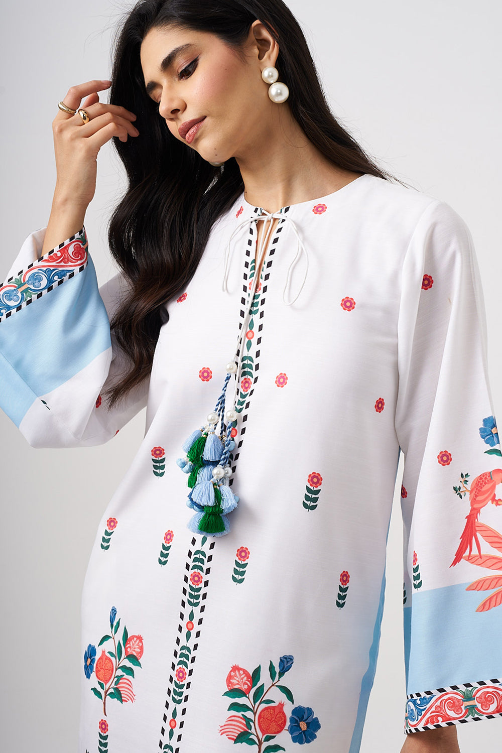 Palma Kaftan (White-Blue)