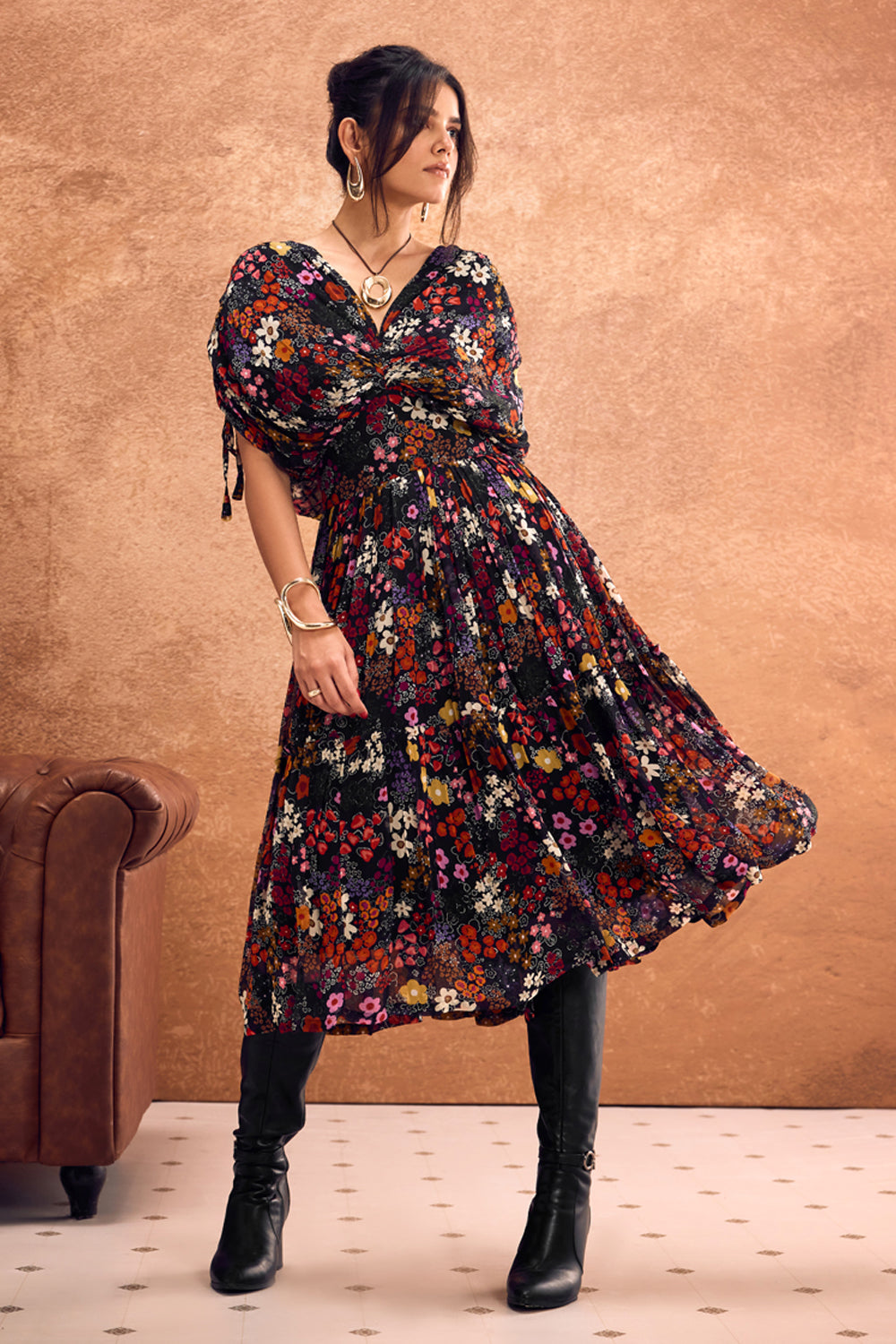 Nriti Shah In Our Bella Tiered Midi Dress