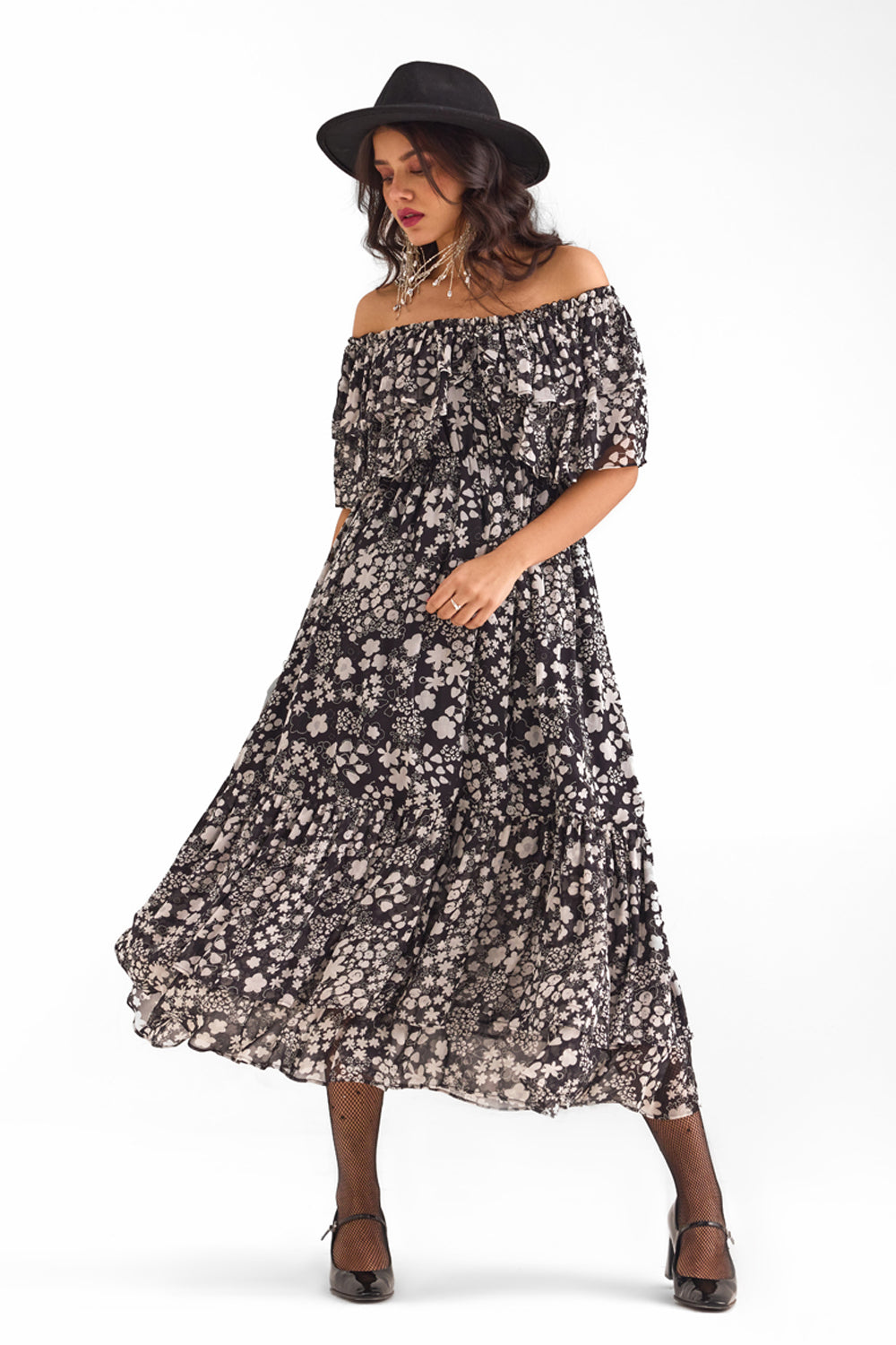 Lilou Ruffled Midi Dress