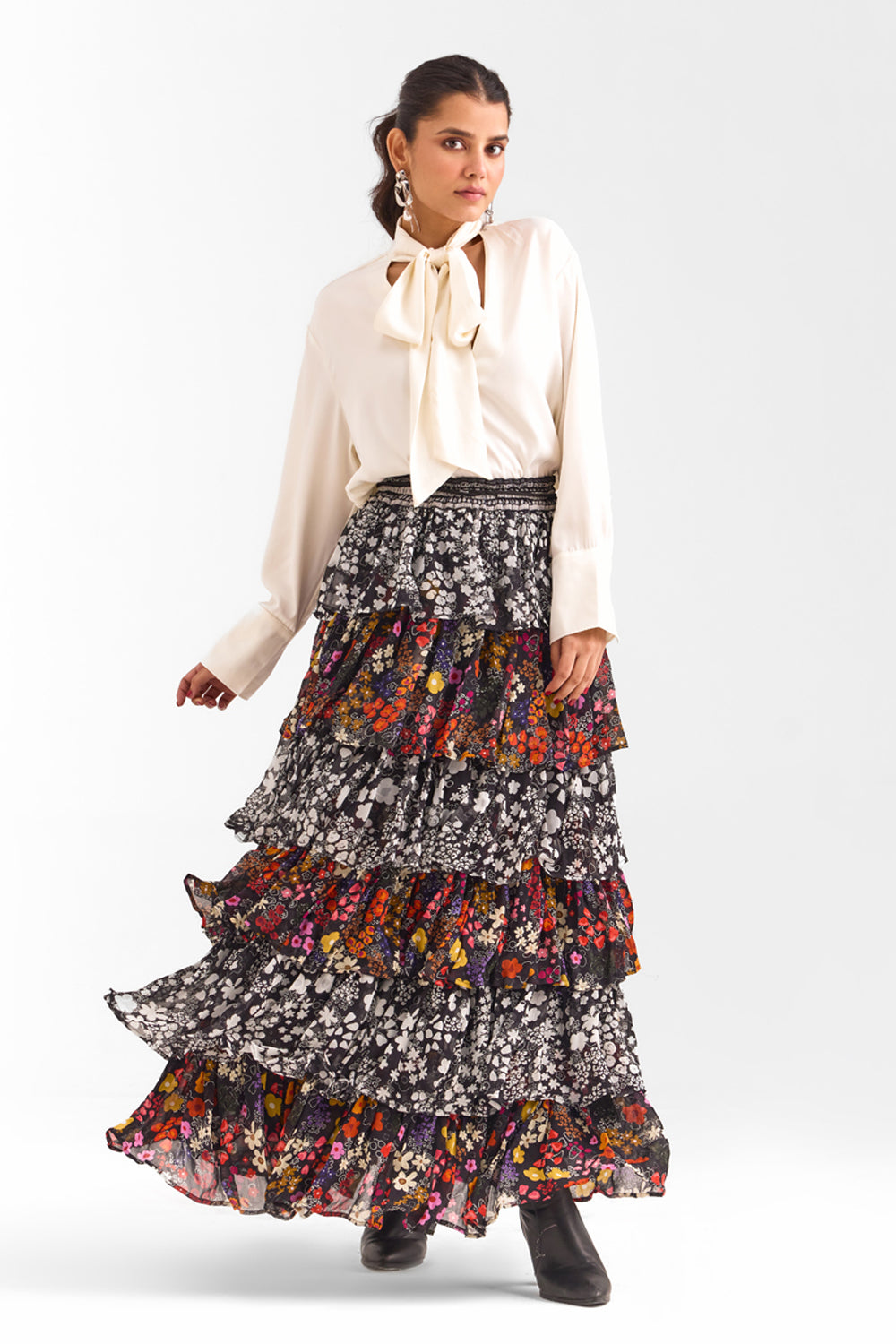 Sharnamli In Our Becca Ruffled Maxi Skirt