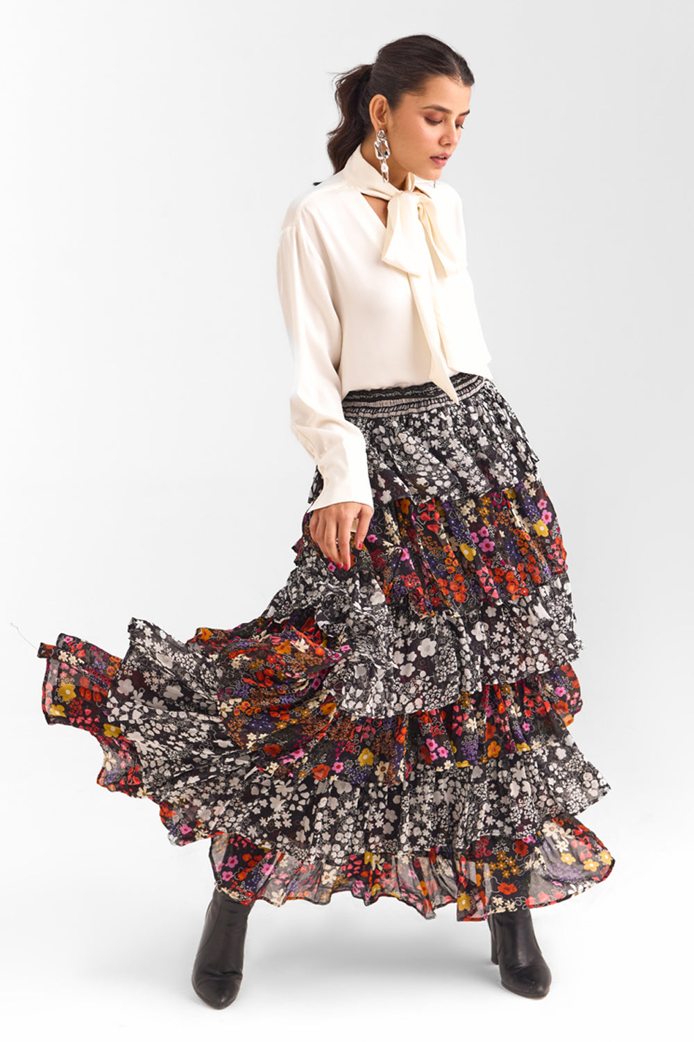 Sharnamli In Our Becca Ruffled Maxi Skirt