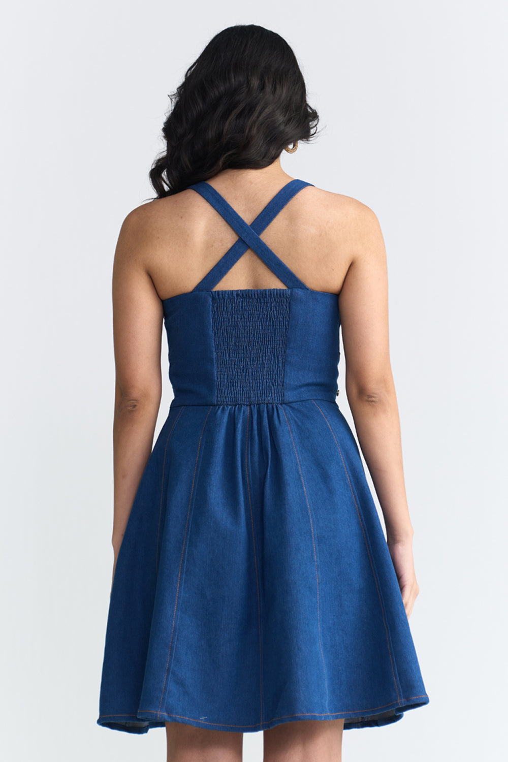 Bianca Crystal-Embellished Denim Dress