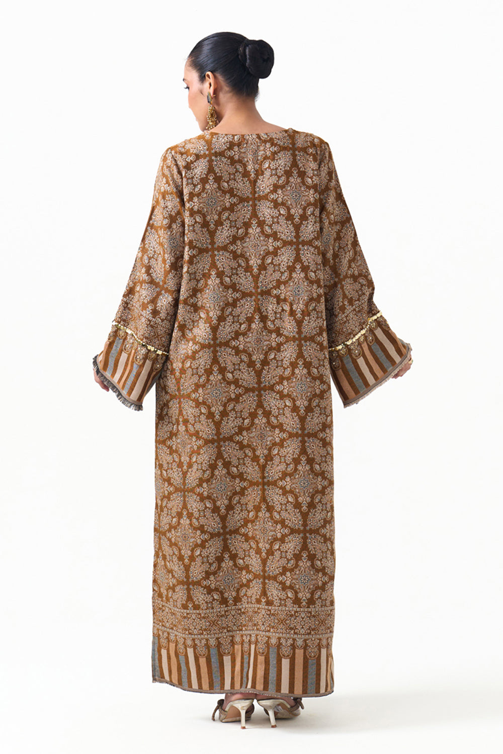 Hania Embroidered Shawl Kaftan (Mustard)
