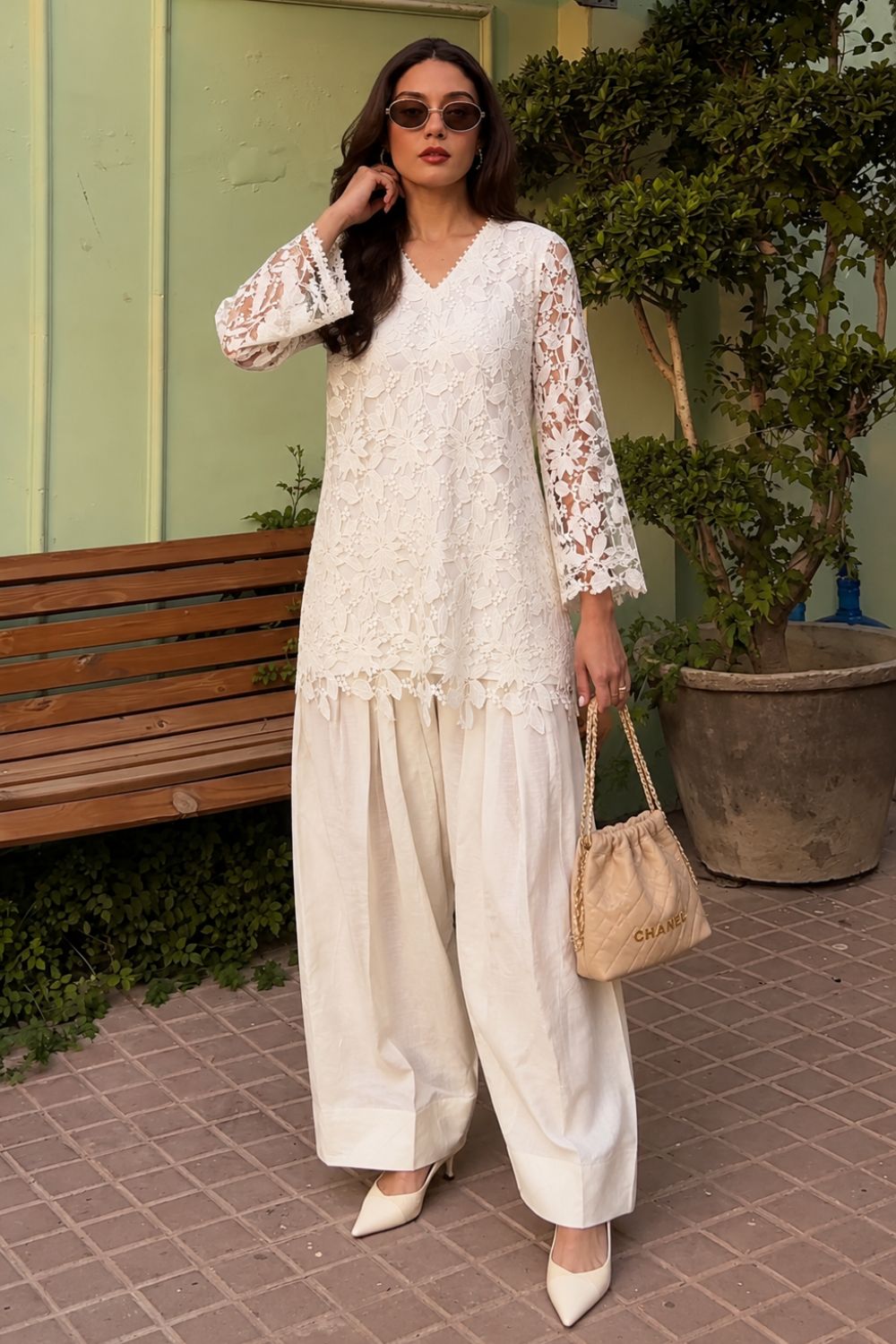 Zaira Lace Farshi Shalwar Set