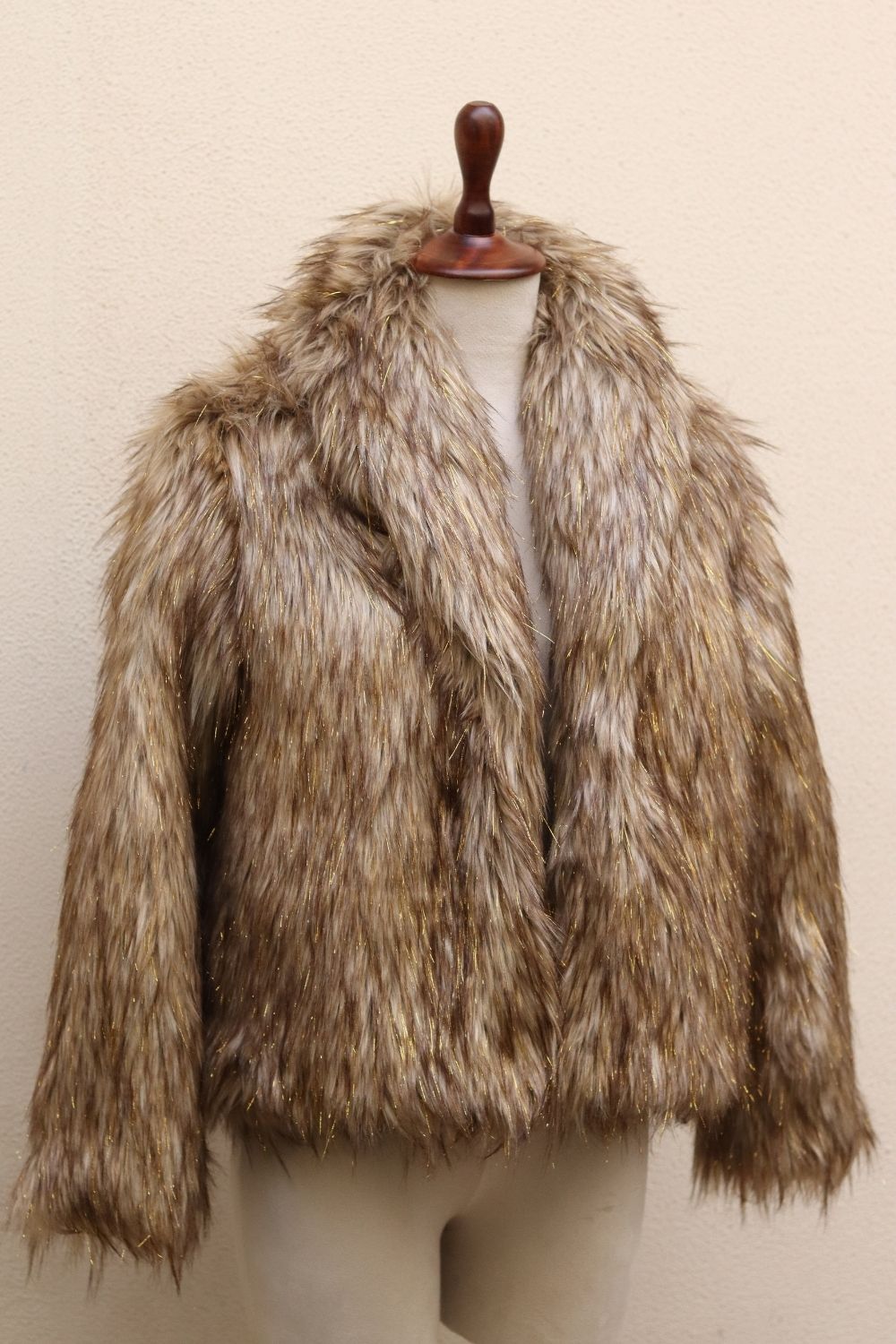 Katy Short Jacket with Brown & Gold Faux Fur