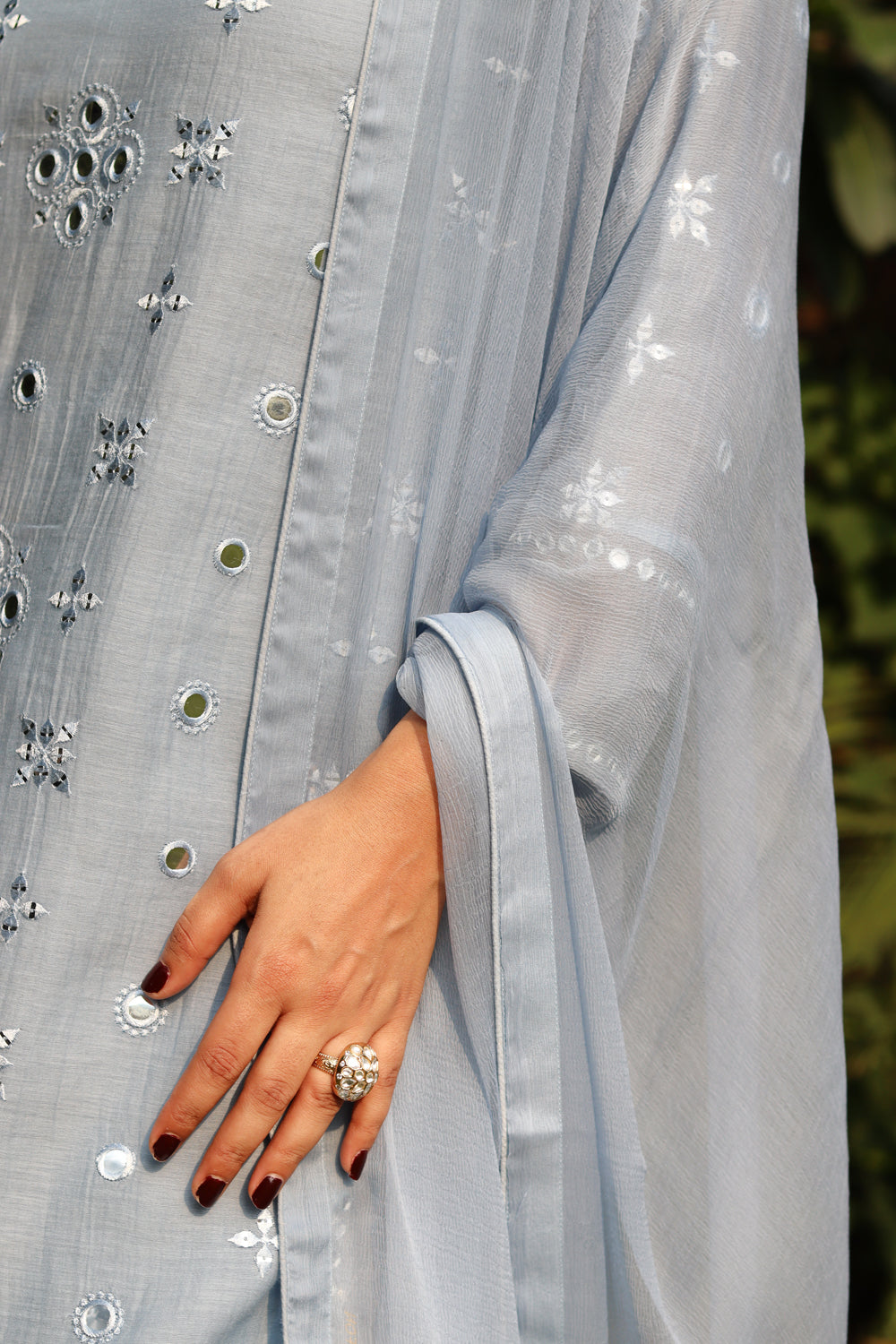 Blue Embroidered Kurta Pants Set
