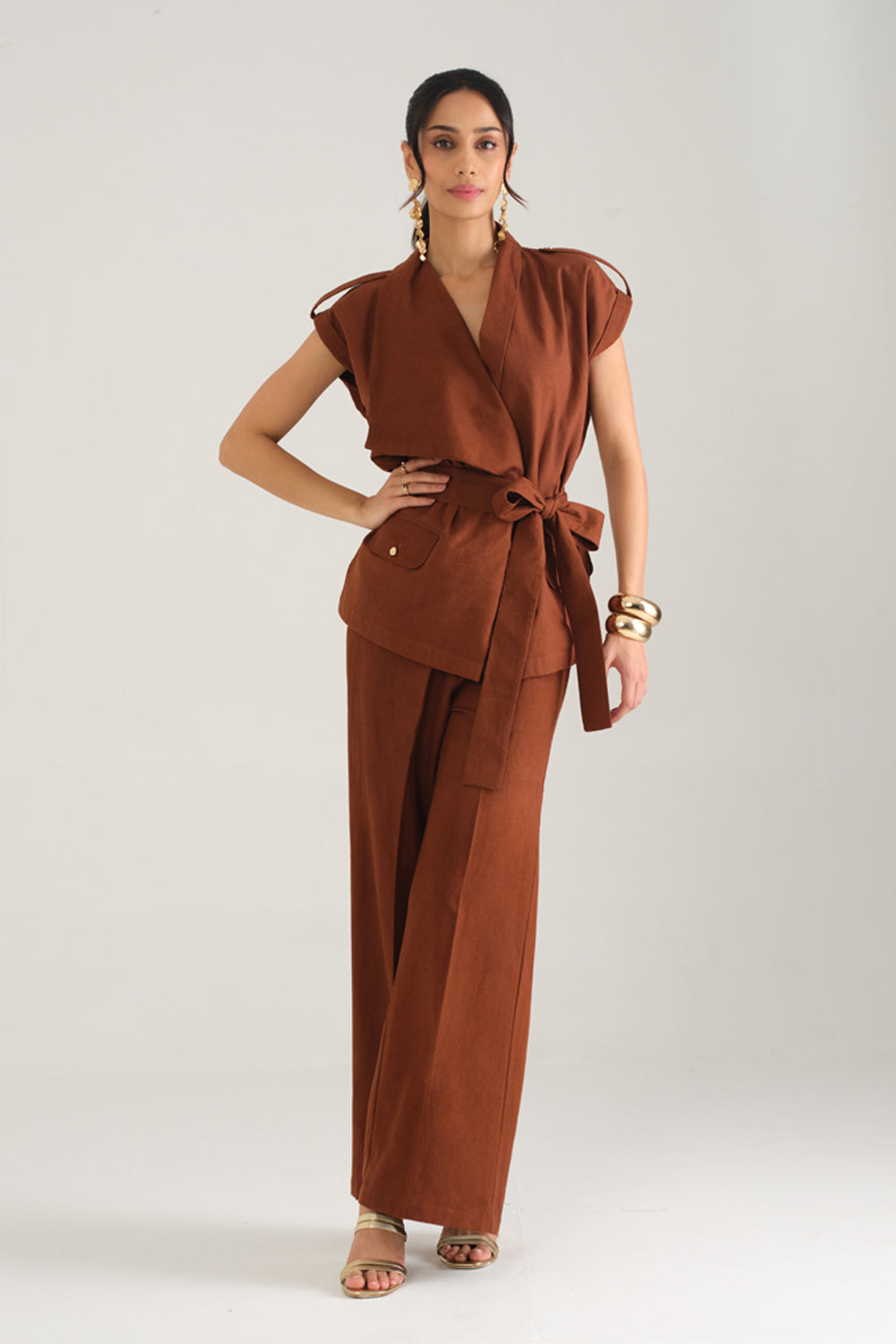 Remi Draped Co-ord Set (Mocha)