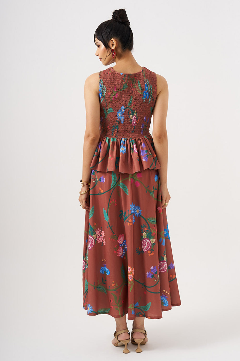 Amber Bloom Smocked Peplum Top & Skirt Set