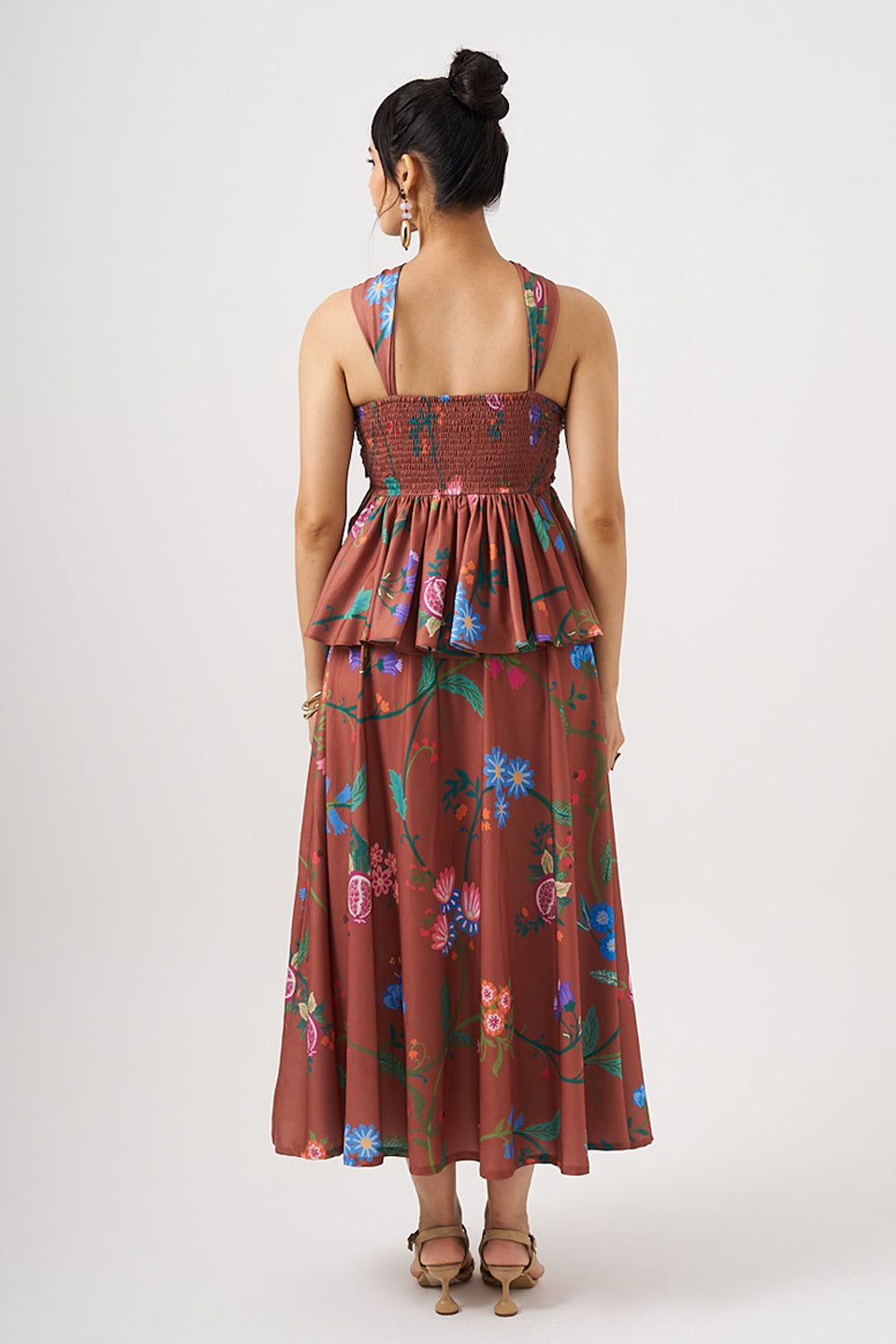 Amber Bloom Peplum Top & Skirt Set