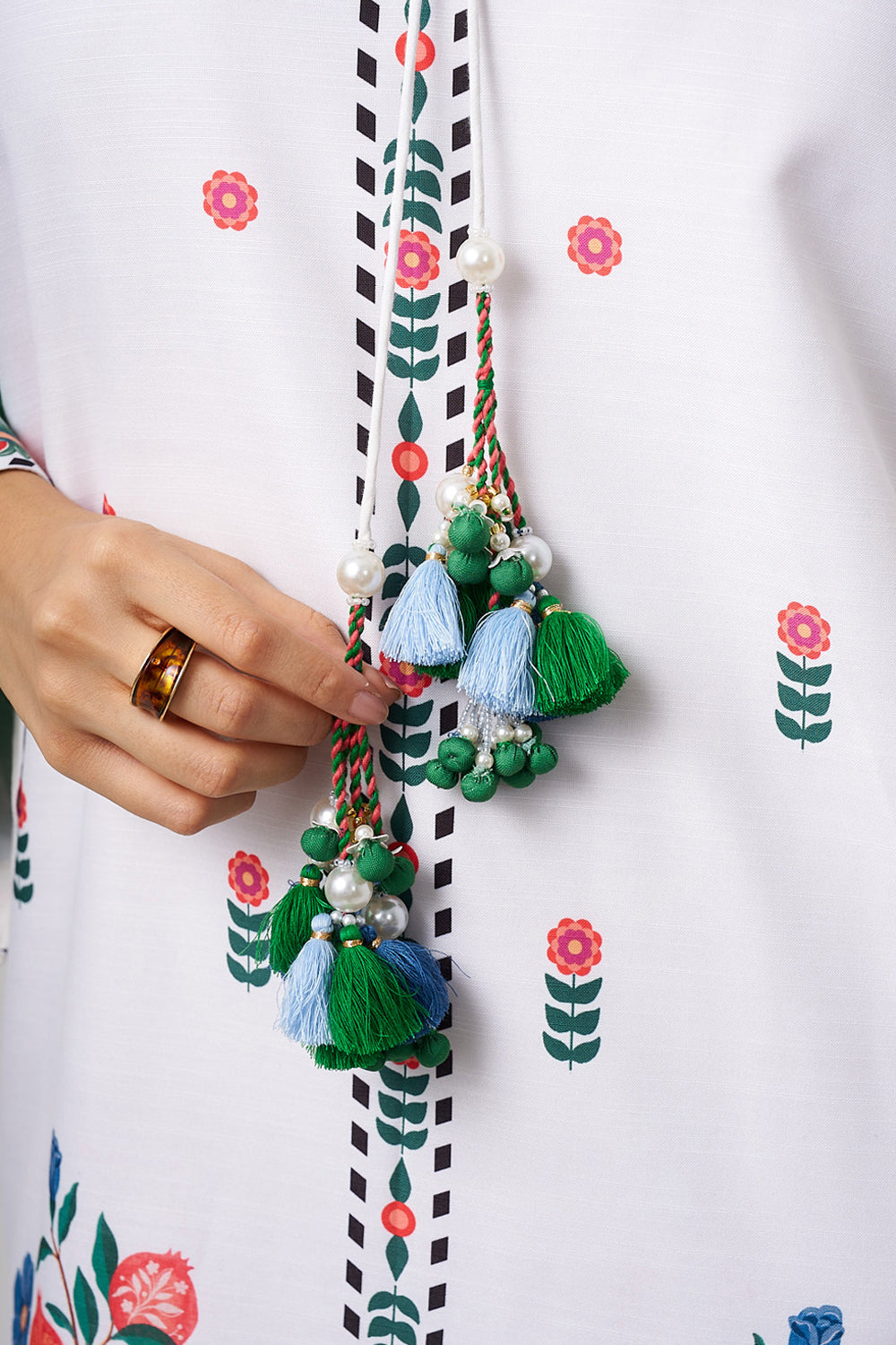 Palma Kaftan (White-Green)