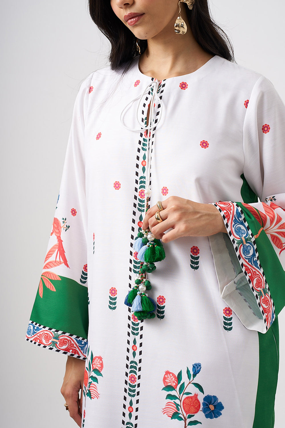 Palma Kaftan (White-Green)