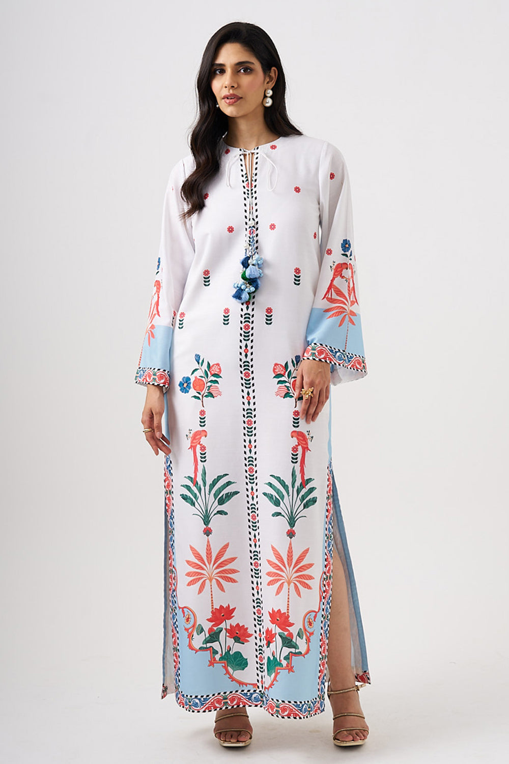 Palma Kaftan (White-Blue)