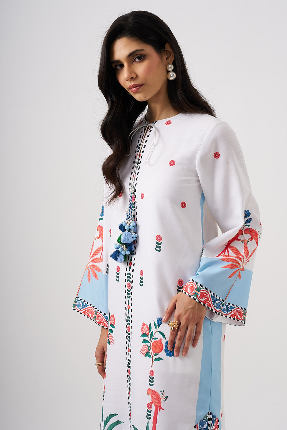 Palma Kaftan (White-Blue)