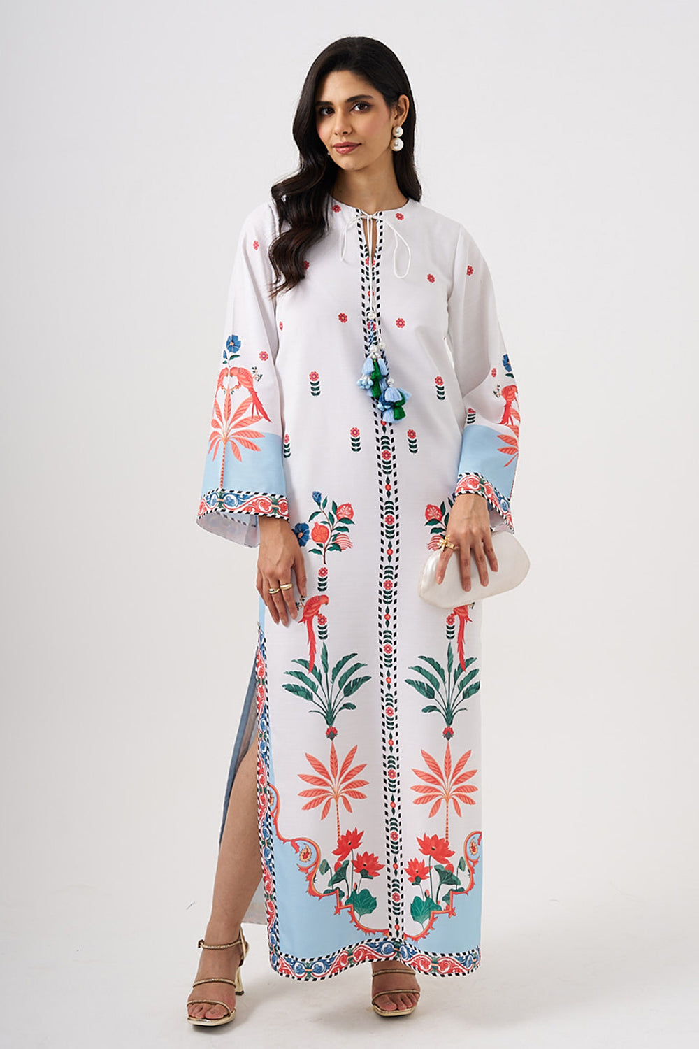 Palma Kaftan (White-Blue)