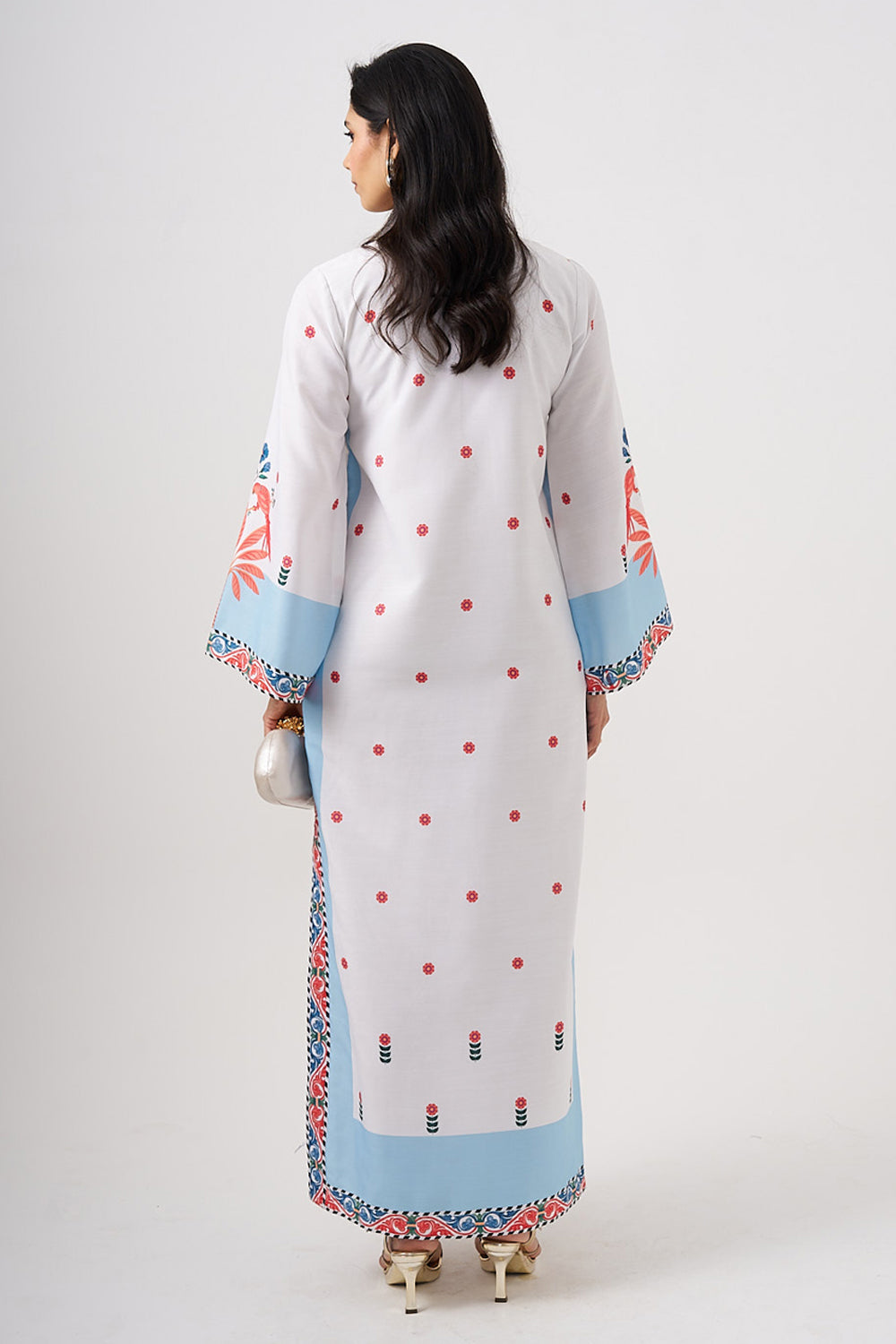 Palma Kaftan (White-Blue)