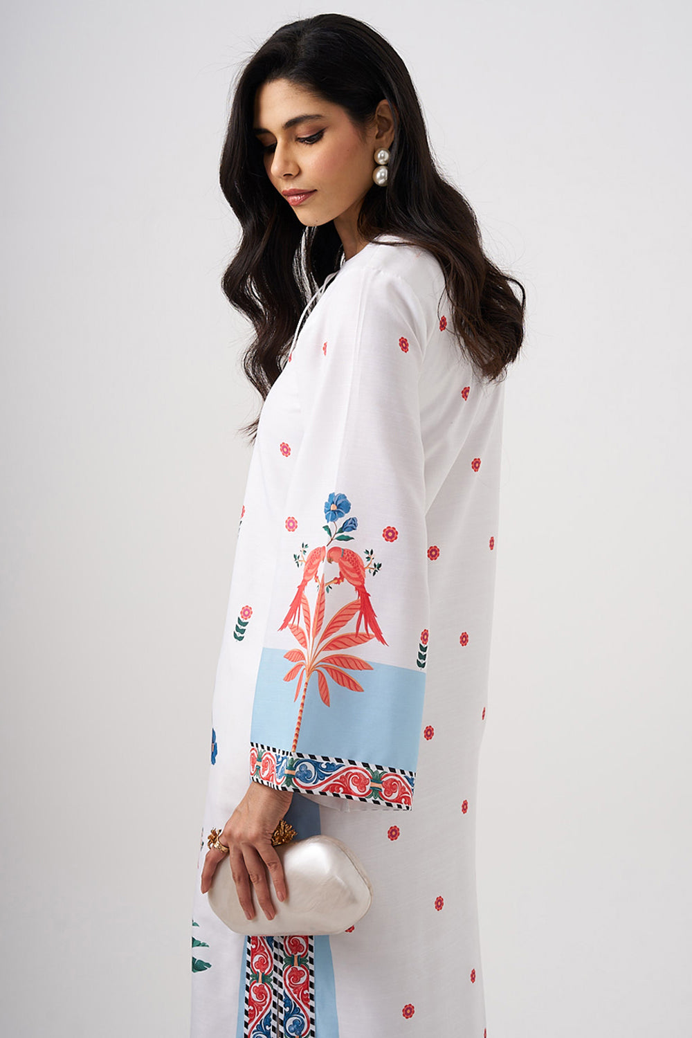 Palma Kaftan (White-Blue)