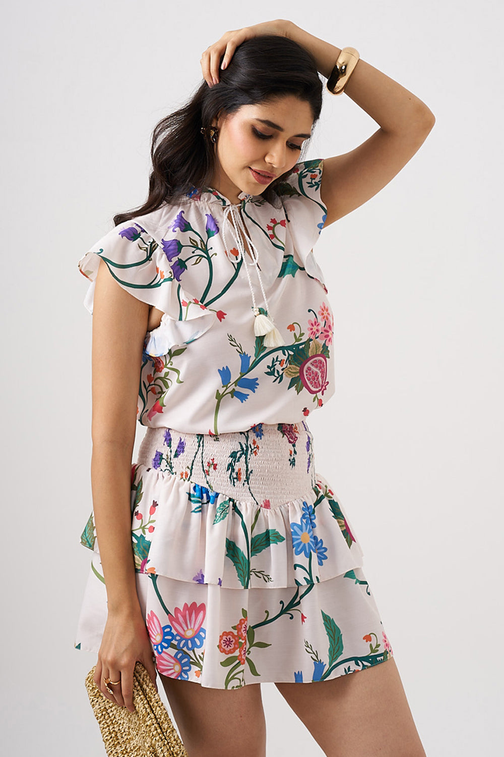 Nara Bloom Top & Smocked Skirt Set