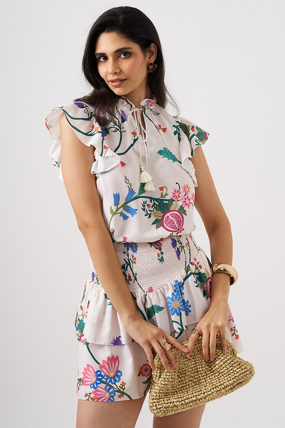 Nara Bloom Top & Smocked Skirt Set