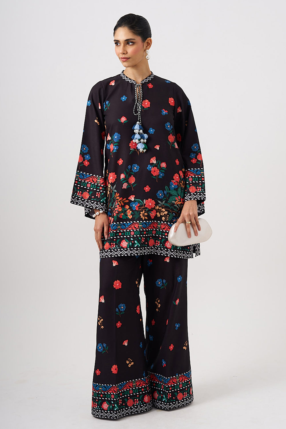 Full Sleeves Black Kurta With Pants