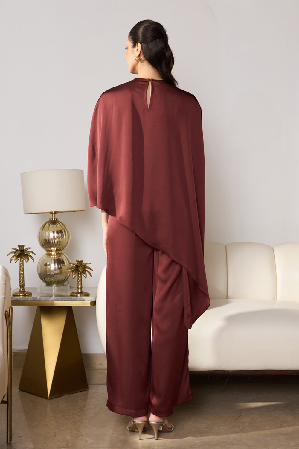 Asymmetric Draped Co-ord Set (Mocha)